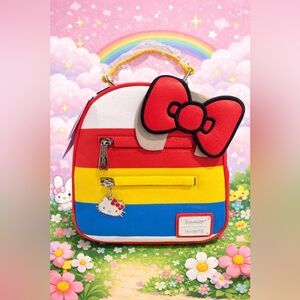Loungefly Hello Kitty 45th Anniversary Stripes Convertible Mini Backpack NEW